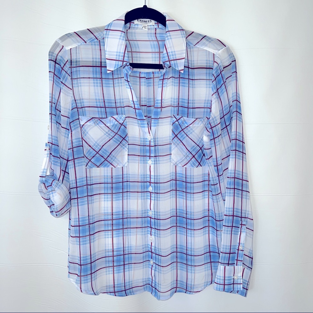 Express Portofino Plaid Blouse